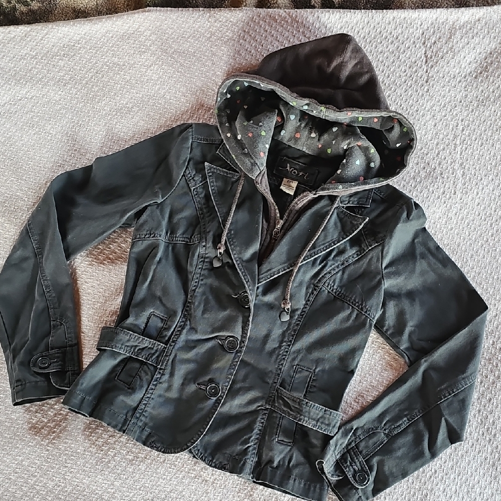 Nori Women's Dark Gray Hooded Utility Jacket